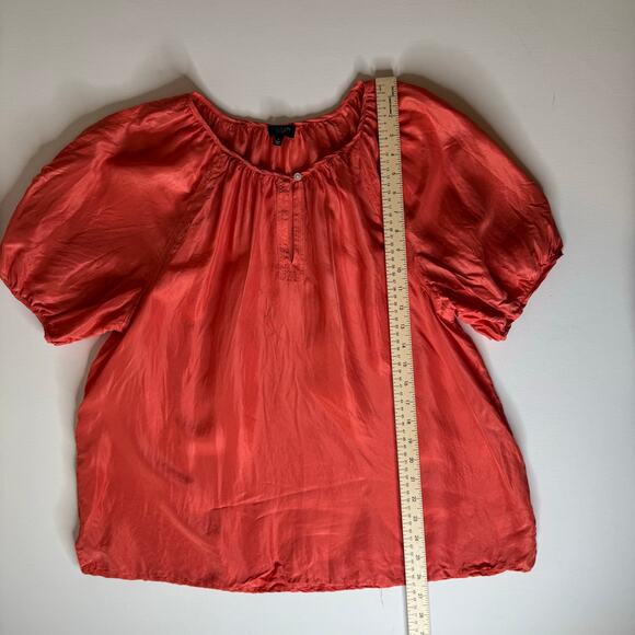 Talbots Womens Silk Coral Blouse Sz LP | Lightweight Office Career Coastal Beach - Picture 9 of 10